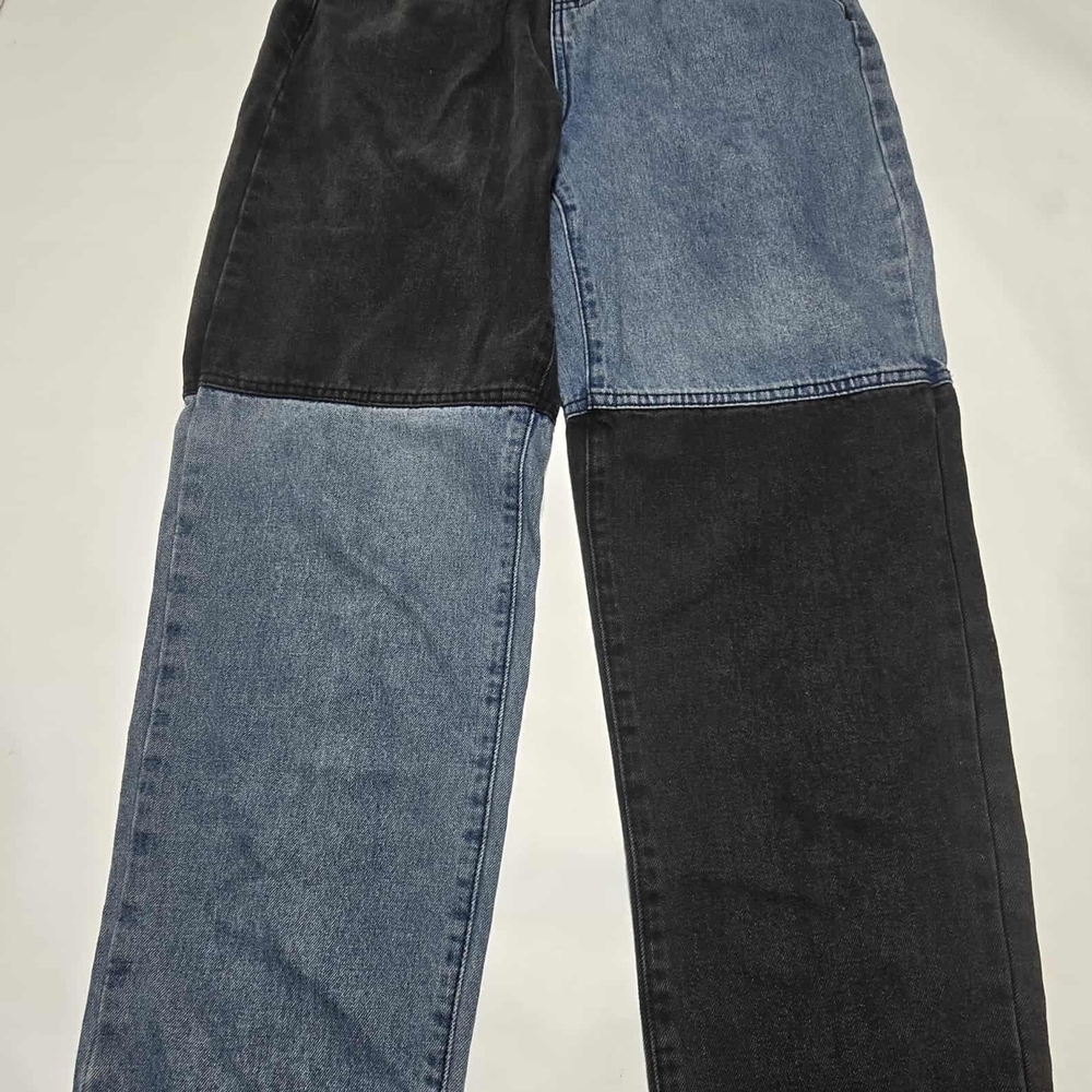 Nasty Gal Men's Black and Blue Patchwork Jeans - Picture 1 of 4